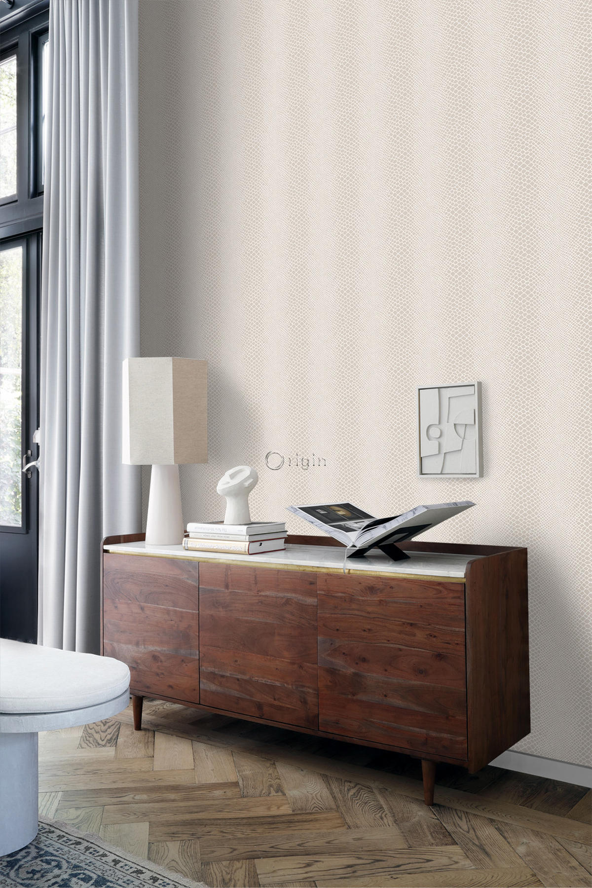 TAPETE Schlangenhaut-Motiv 53 cm x 10.05 m - Beige, Papier (53/1000cm) - Origin Wallcoverings