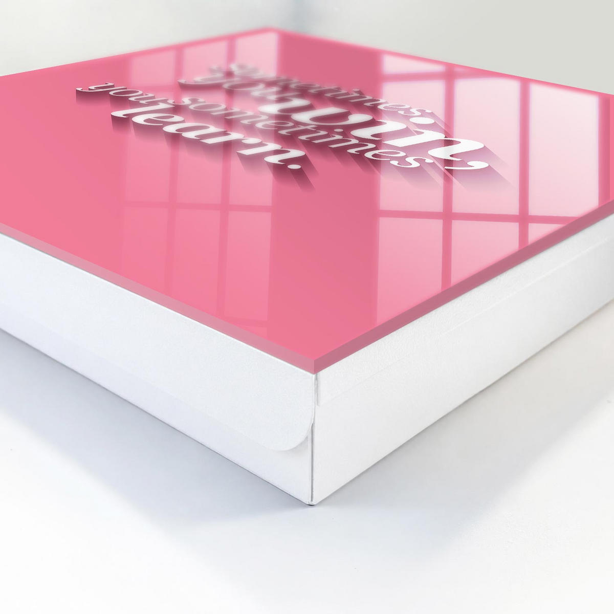 SCHLÜSSELBOX Weiß 30x30 cm – Türöffnung nach rechts - Manchmal gewinnt man, manchmal lernt man. - Pink, Metall (30/30/5cm) - TULUP