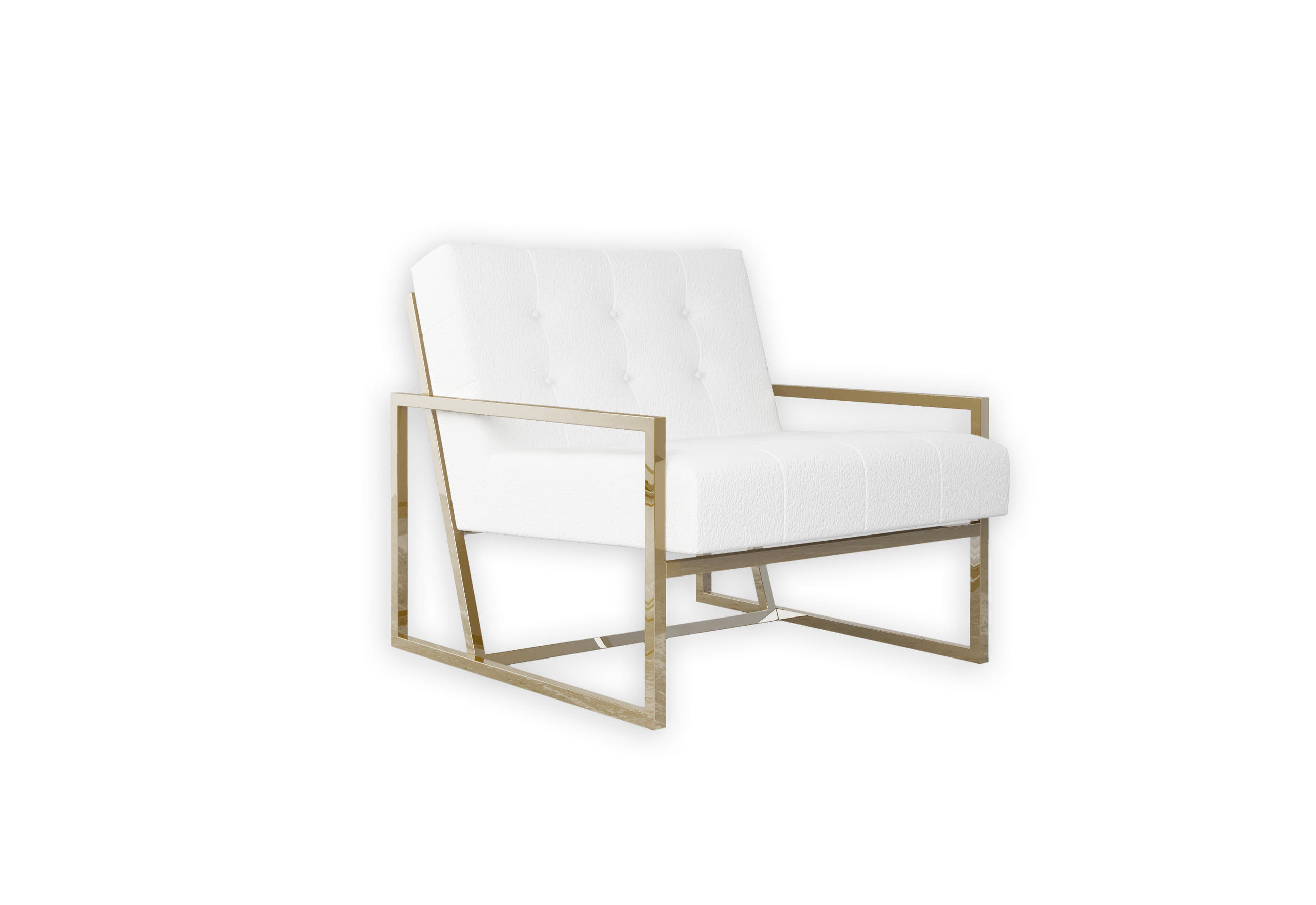 LOUNGESESSEL Duban Weiß Bouclé-Stoff - Goldfarben/Weiß, Holz/Textil (84/81/89cm) - S-Style Möbel