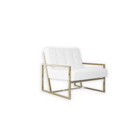 LOUNGESESSEL Duban Weiß Bouclé-Stoff - Goldfarben/Weiß, Holz/Textil (84/81/89cm) - S-Style Möbel