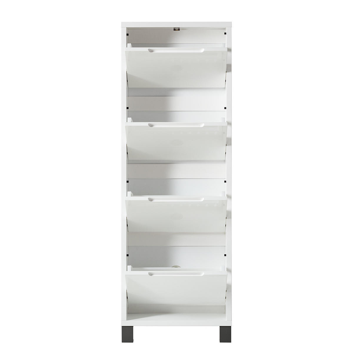 SCHUHKIPPER - Weiß Hochglanz/Grau, Holzwerkstoff (53/153/17cm) - home24