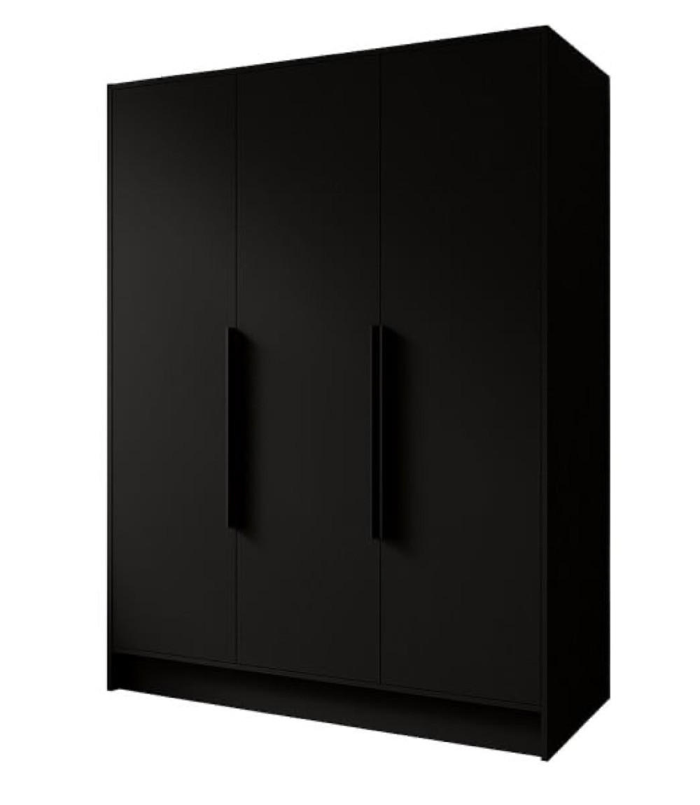 SCHRANK Schwarz ORTO Glatt 150 g Mit Spiegel Mit Regalen - Schwarz, Holzwerkstoff (150/200/51cm) - Sepro Meble