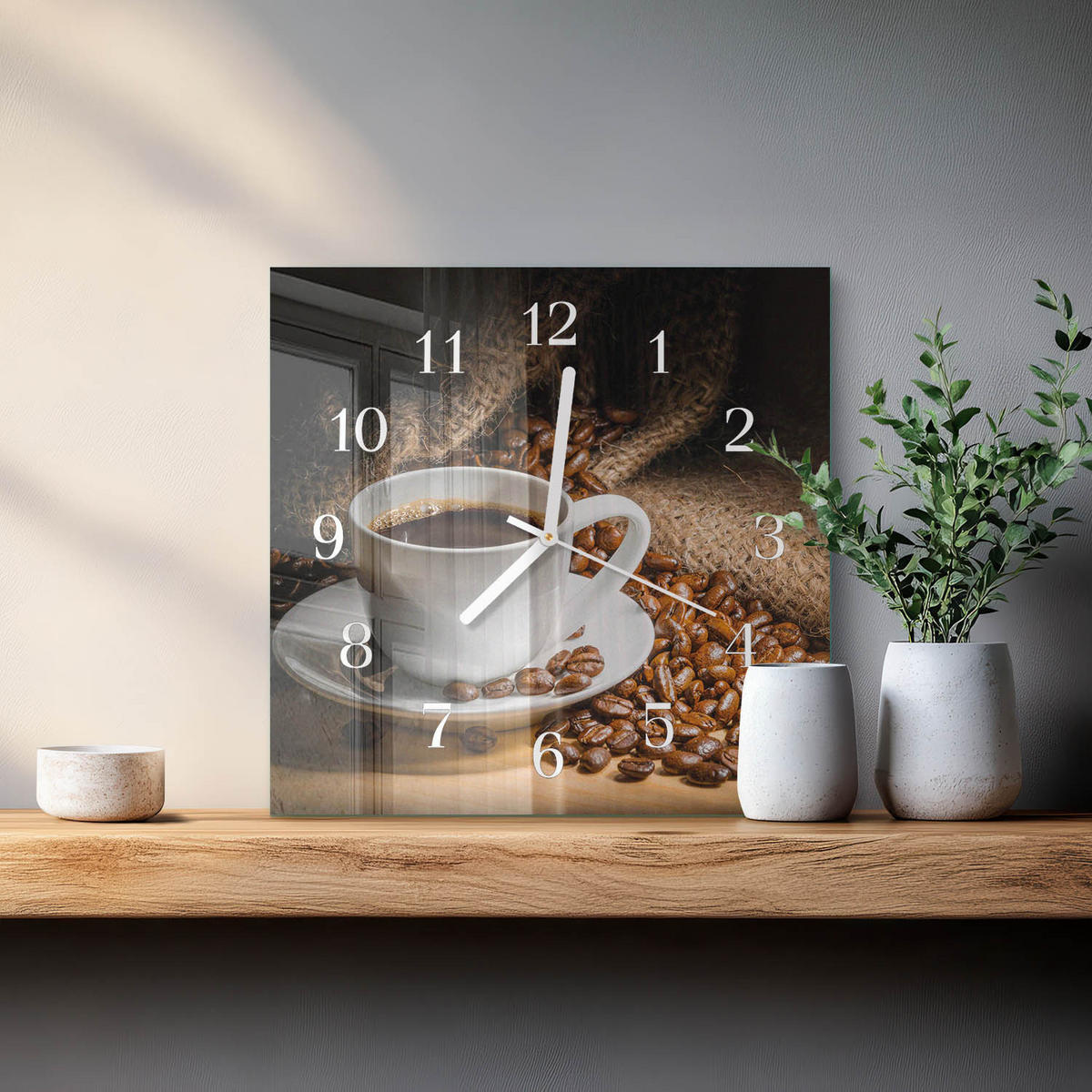 WANDUHR 30x30 cm - Kaffee - Braun, Glas (30/30/0.4cm) - TULUP
