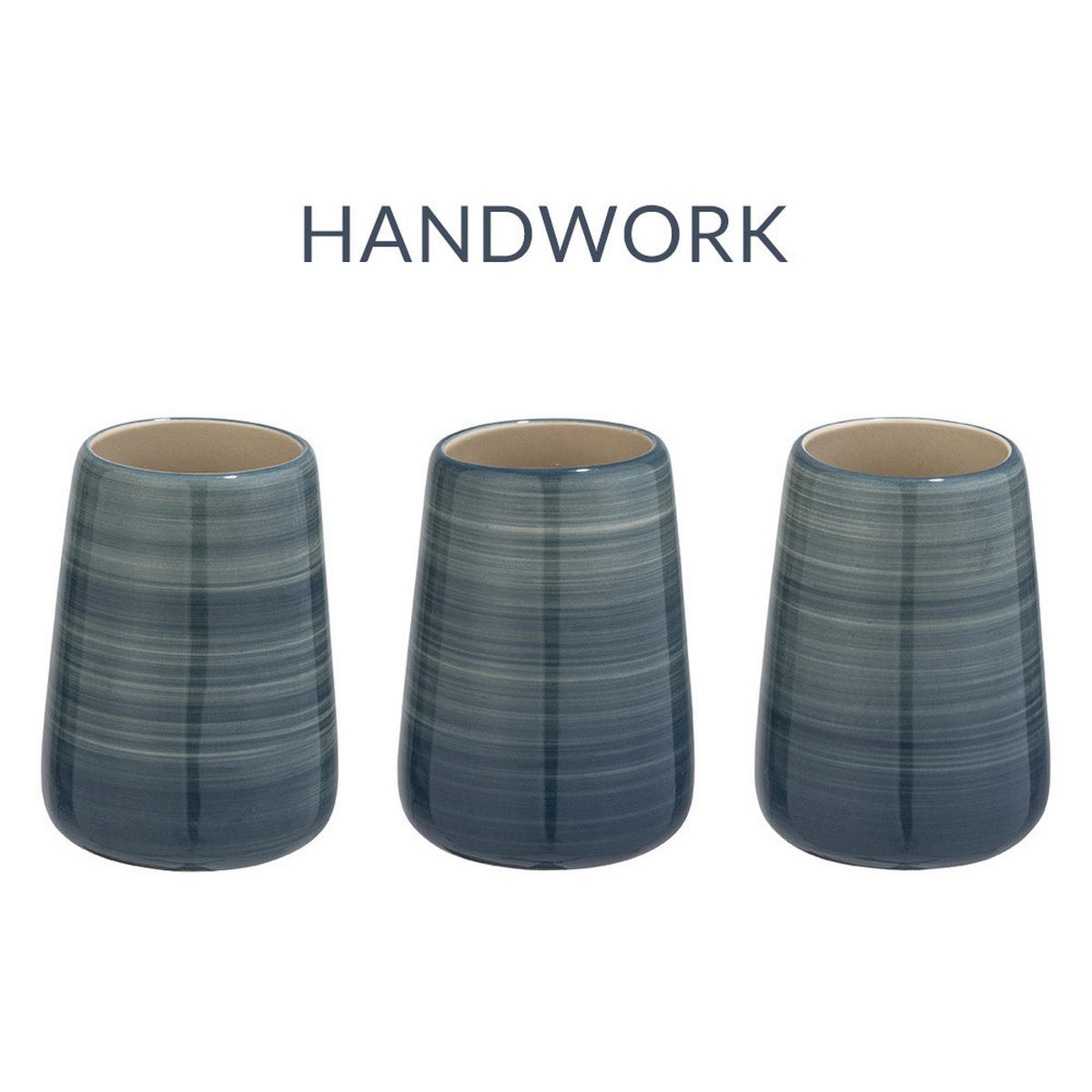 BÜRSTENBEHÄLTER Pottery Petrol 13/13/40 cm - Blau, Keramik (13/40/13cm) - Wenko