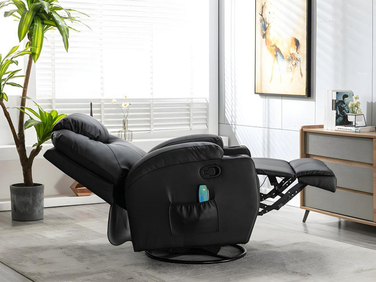 MASSAGESESSEL - Kunstleder - Schwarz - SILVANO - Schwarz, Leder (95/105/82cm) - Vente-Unique