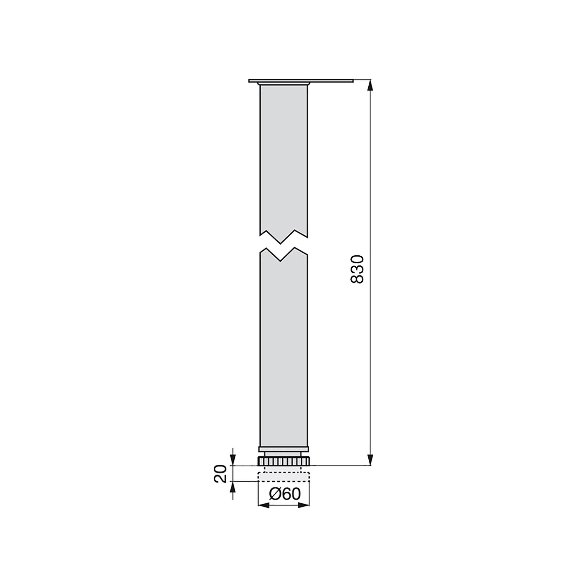 TISCHBEINE, Durchmesser 60mm, H 830mm, Stahl, Nickel satiniert 4er-set - Silberfarben, Metall (14.2/83/14.2cm) - EMUCA