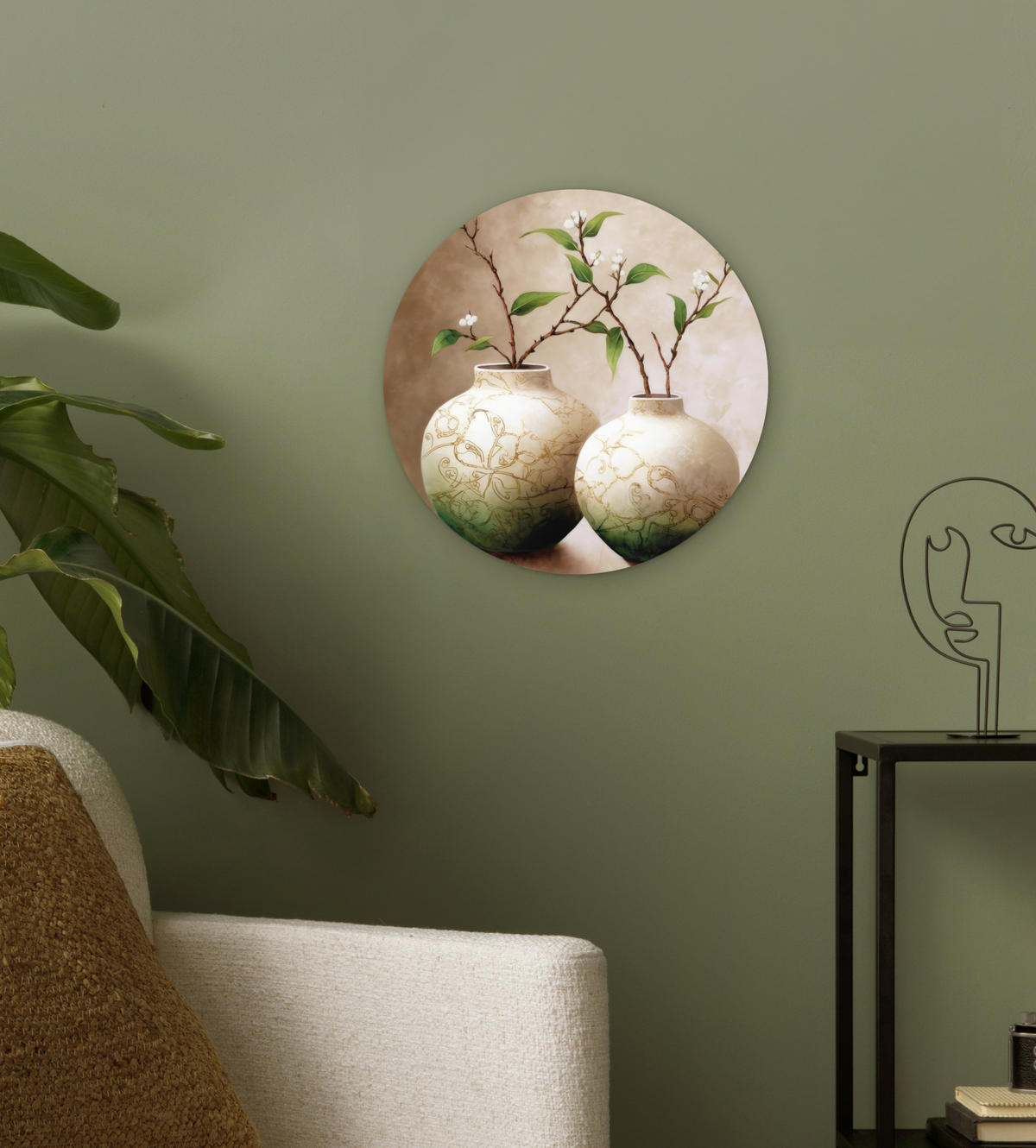 WANDBILD Blumen - Vase - Weiß - Botanisch - Beige 30x30 cm - Ecru, Kunststoff (30/30cm) - MuchoWow