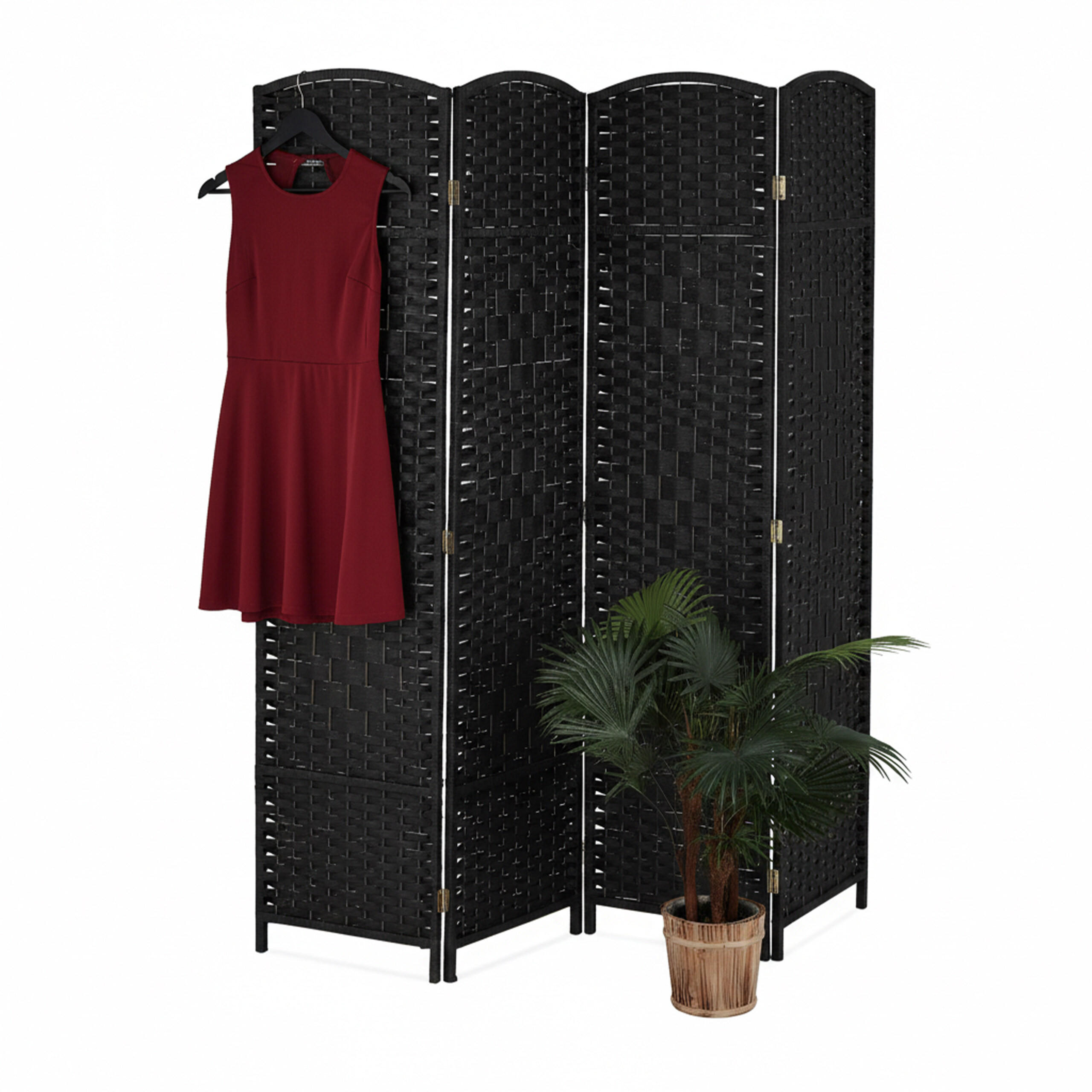 PARAVENT - Schwarz, Holz/Papier (160/170/2cm) - Relaxdays