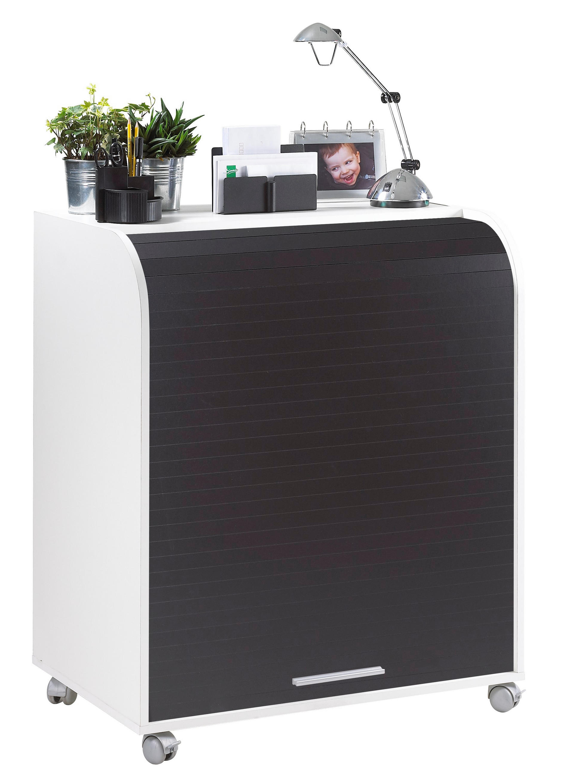 COMPUTERTISCH Höhenverstellbar Abschließbar Schwarz-Weiß 53/79.2/93.9 cm - Eichefarben/Weiß, Holzwerkstoff (53/79.2/93.9cm) - Simmob