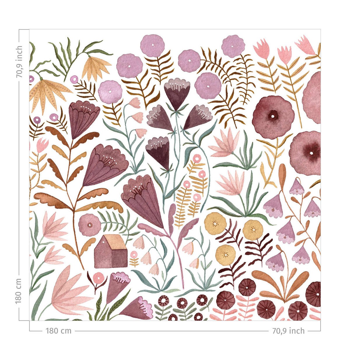 DUSCHVORHANG Claudia Voglhuber - Blumenmeer 180/180 cm - Rosa, Textil (180/180cm) - Bilderwelten