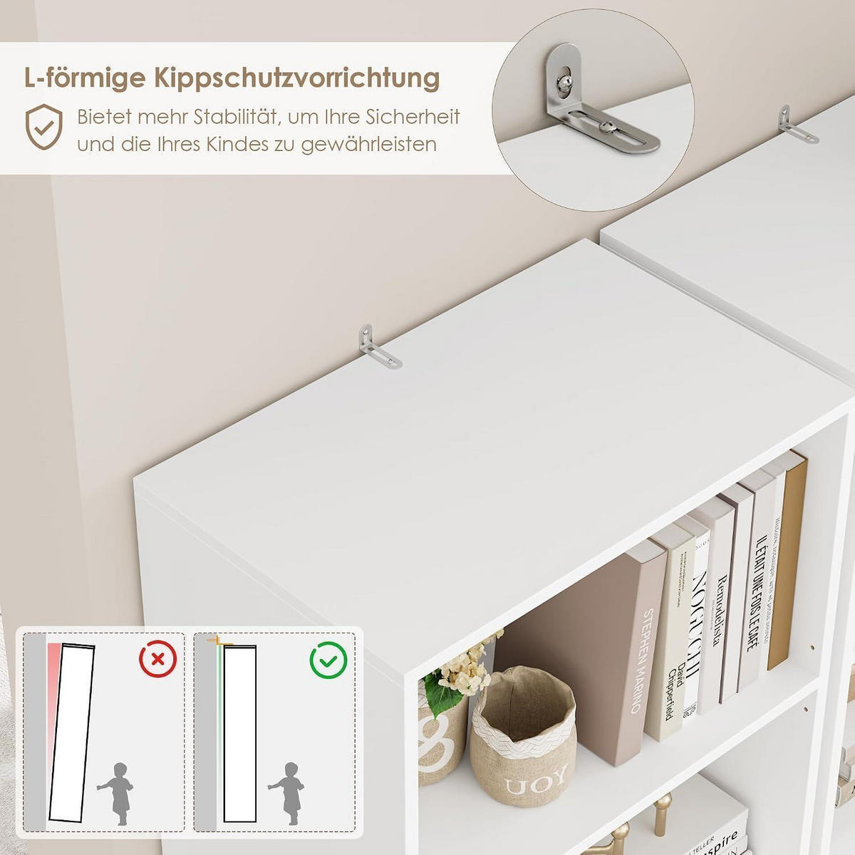 BÜCHERREGAL 220 cm weiß 7 Fächer - Weiß, Holzwerkstoff (48/220/30cm)