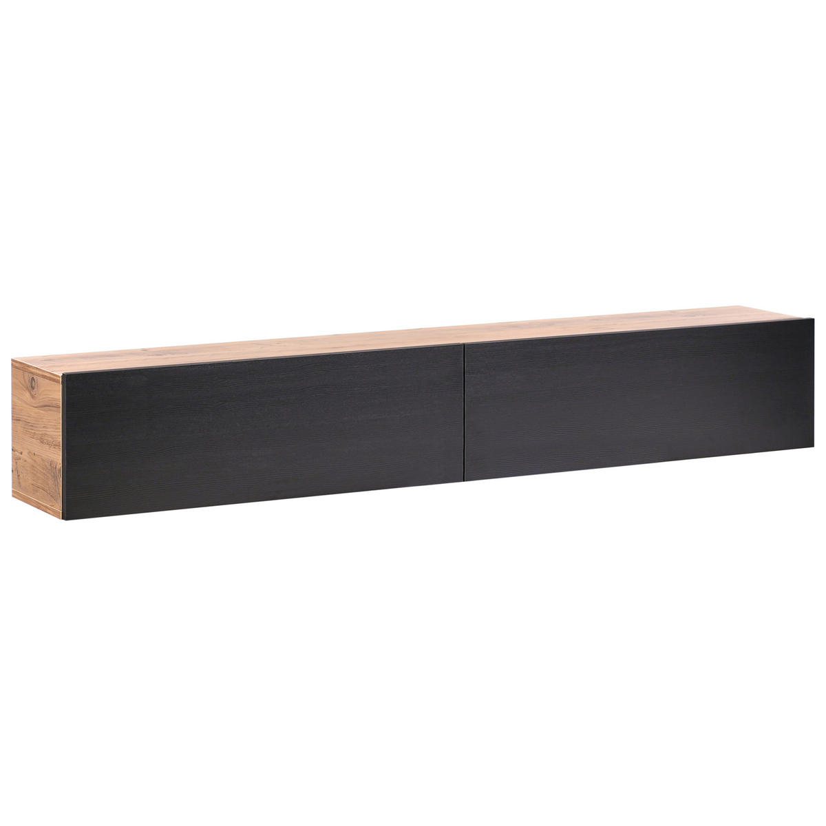 WANDMONTIERTER-TV-SCHRANK Schwarz/Braun Gladstone - Schwarz/Braun, Holzwerkstoff (180/30/32cm) - Beliani