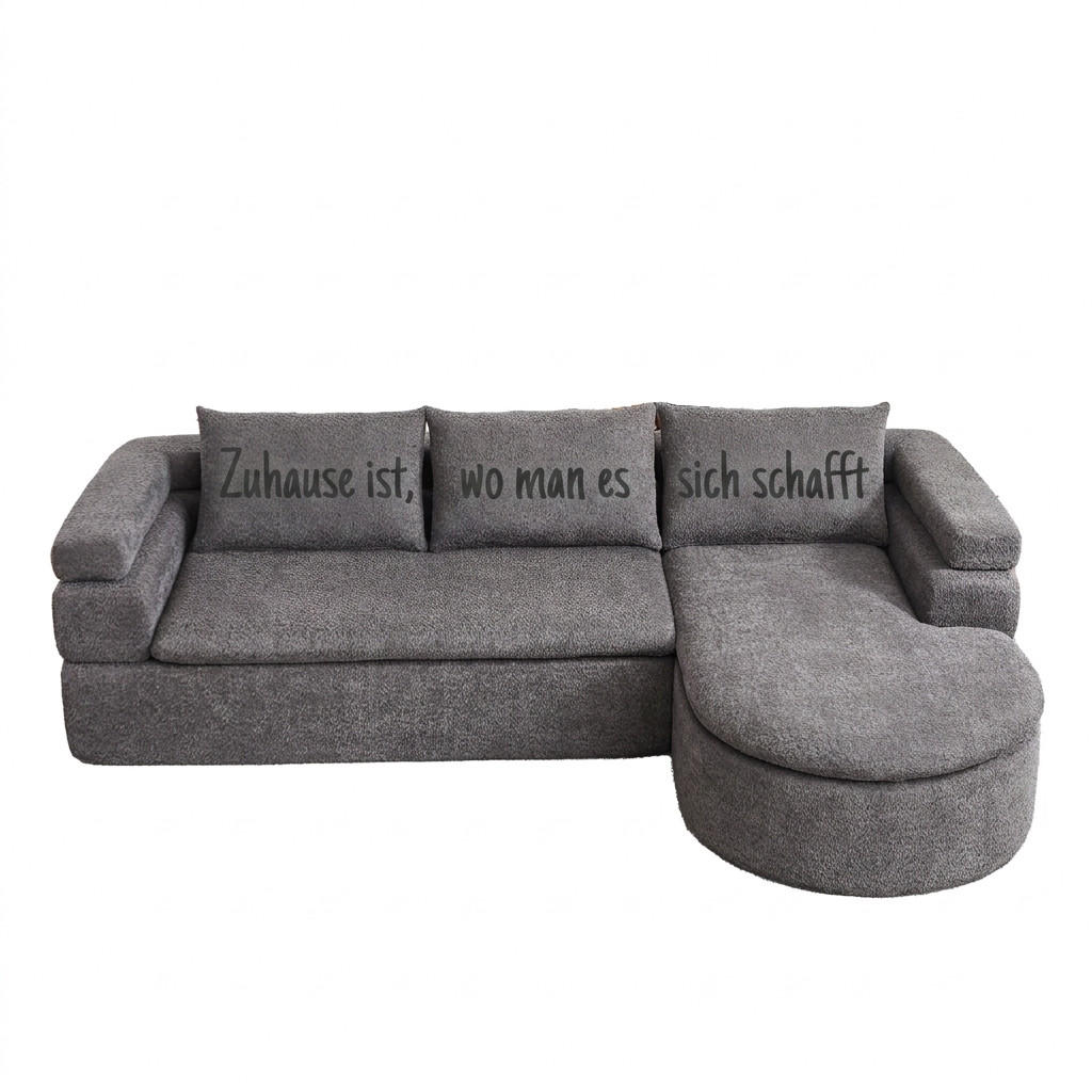ECKSOFA 260/170/65 cm Grau Chenille mit Chaiselongue - Grau, Textil (260/170cm) - Oxeza