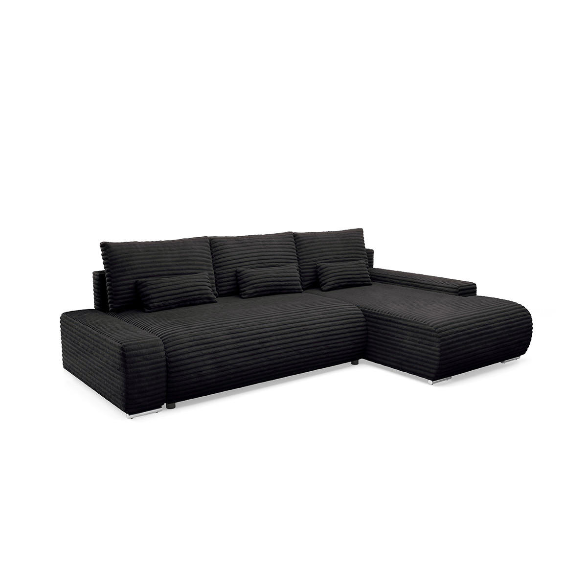 ECKSOFA Ivana 3 Sitzplätze Schwarz - Schwarz, Holz (265/172cm) - Petits-meubles