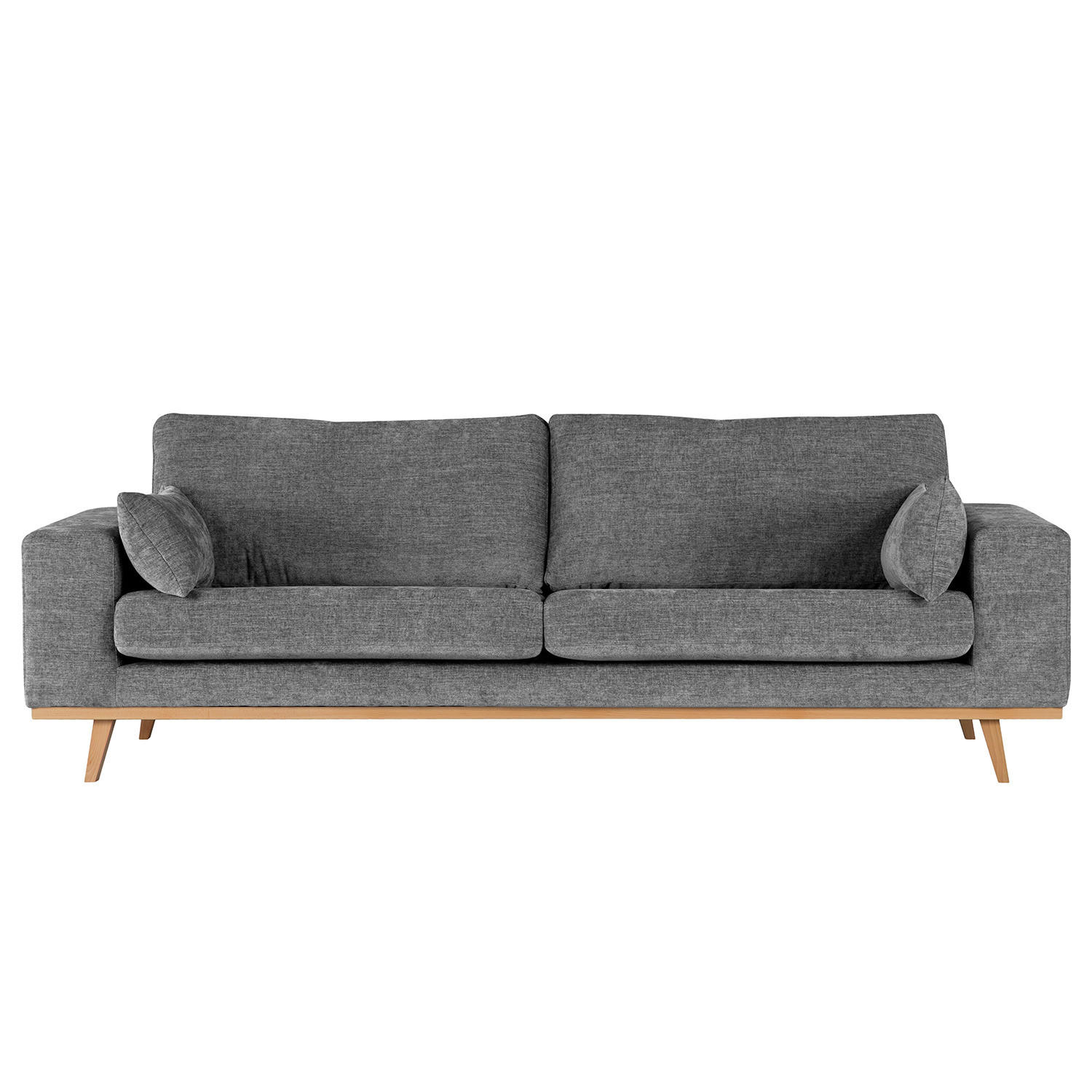 3-SITZER SOFA - Dunkelgrau/Buchefarben, Buchenholz/Textil (237/81/88cm) - home24