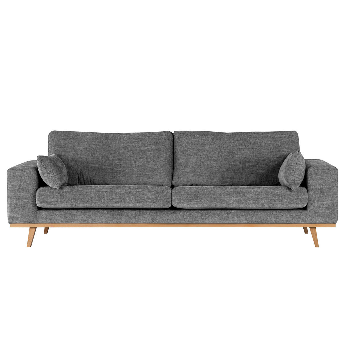3-SITZER SOFA - Dunkelgrau/Buchefarben, Buchenholz/Textil (237/81/88cm) - home24
