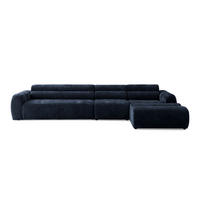 5-SITZER modulares Ecksofa VEER SET 2 Rechts, 175x379 cm, Chenille Webstoff Marine - Schwarz/Dunkelblau, Holz/Kunststoff (175/379cm) - Muffo