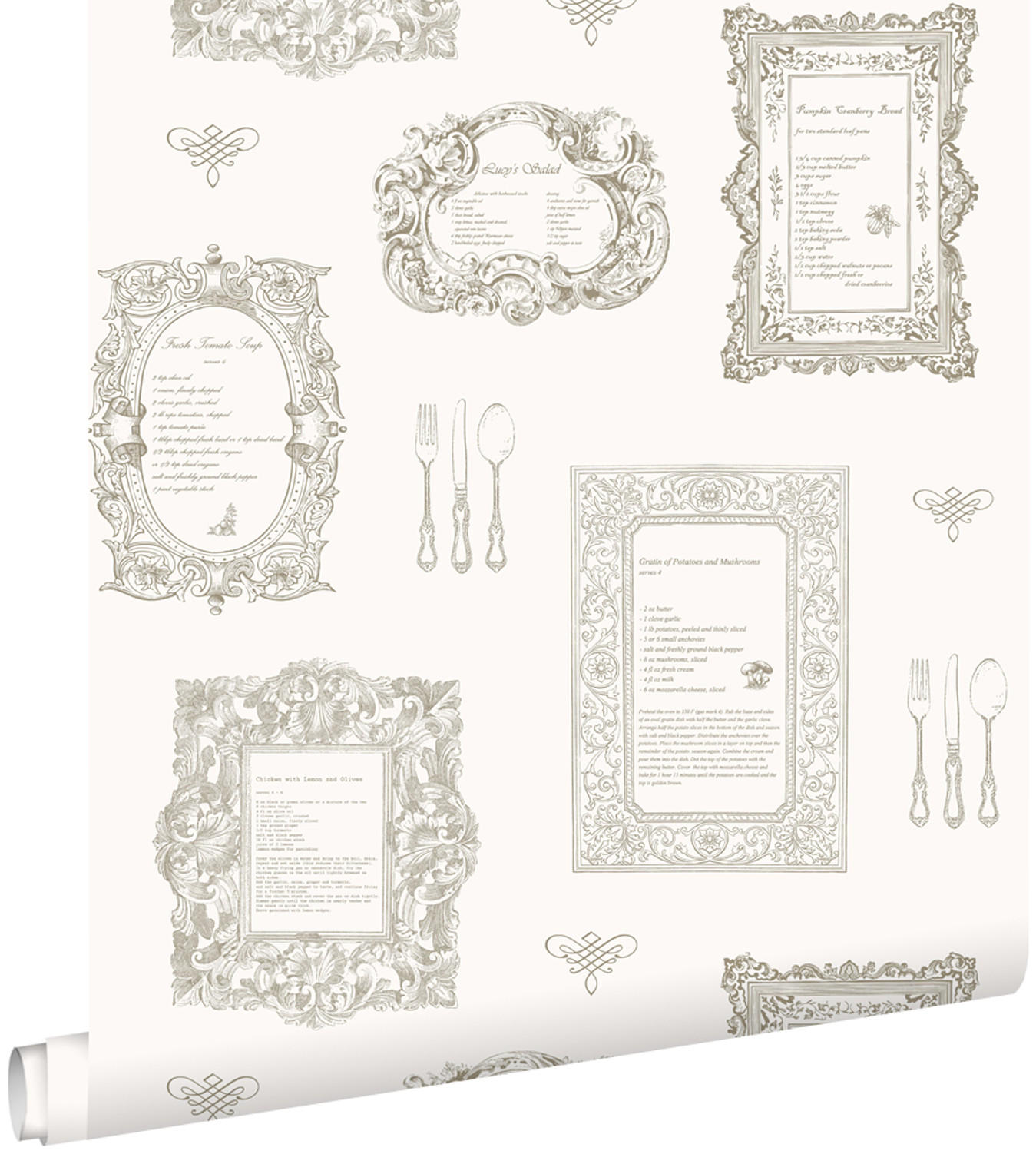 TAPETE Rezepte 53 cm x 10.05 m - Beige, Papier (53/1000cm) - ESTAhome