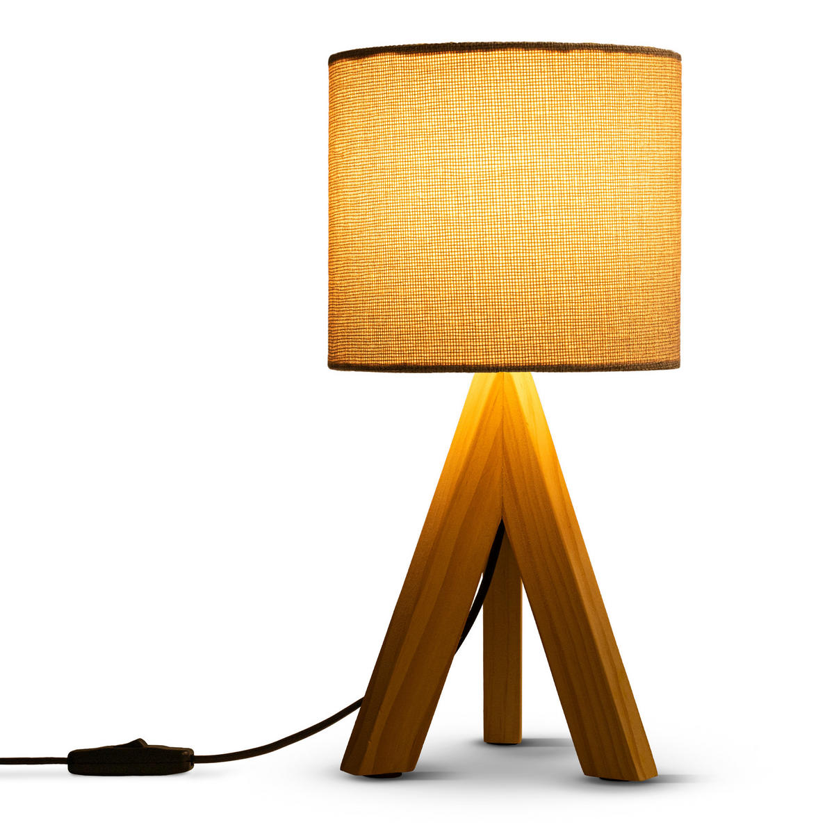 TISCHLAMPE Bajo Canvas - Beige/Grau, Holz (17/17/35cm) - Paco Home