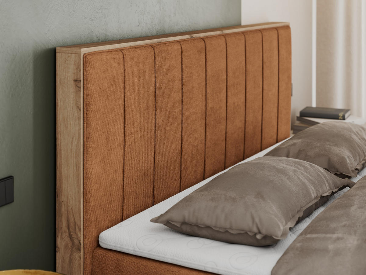 BOXBETT BELLISSIMO 180/200 Orange Struktur - H3 - Orange, Holz/Textil (180/200cm) - MKS