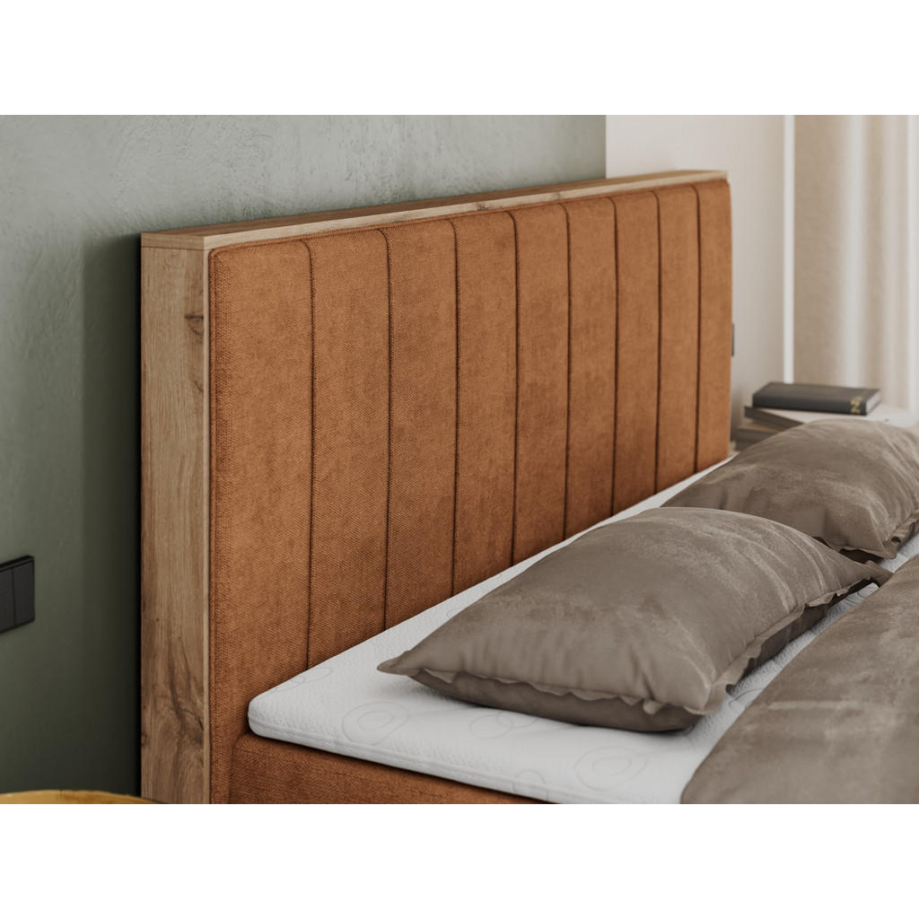 Thumbnail - MKS Boxbett, Orange, Textil, 2-Sitzer, H3, Rechteckig, 160x200 cm, Schlafzimmer, Betten, Boxspringbetten