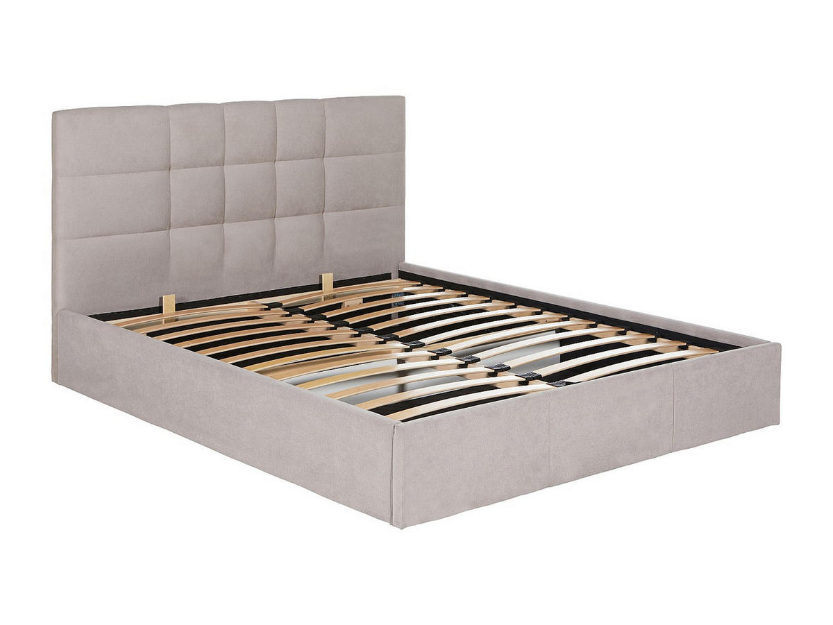 BETT mit Bettkasten - 2 Personen - Stoff - Beige - Beige, Textil (160/200cm) - Vente-Unique