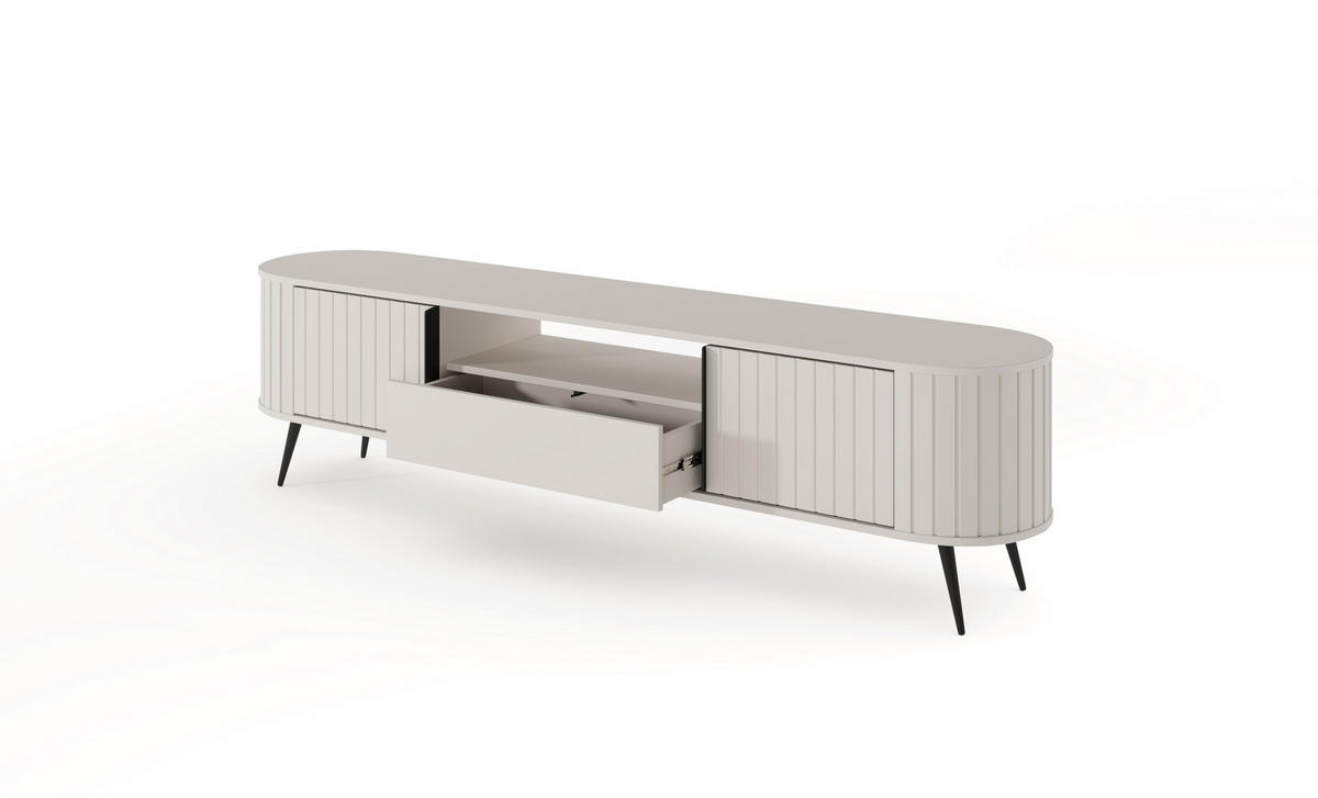 TV-SCHRANK, hellgrau, 196 x 51,2 x 40,2 cm - Schwarz/Grau, Holzwerkstoff/Metall (196/51.2/40.2cm) - 3XE LIVING