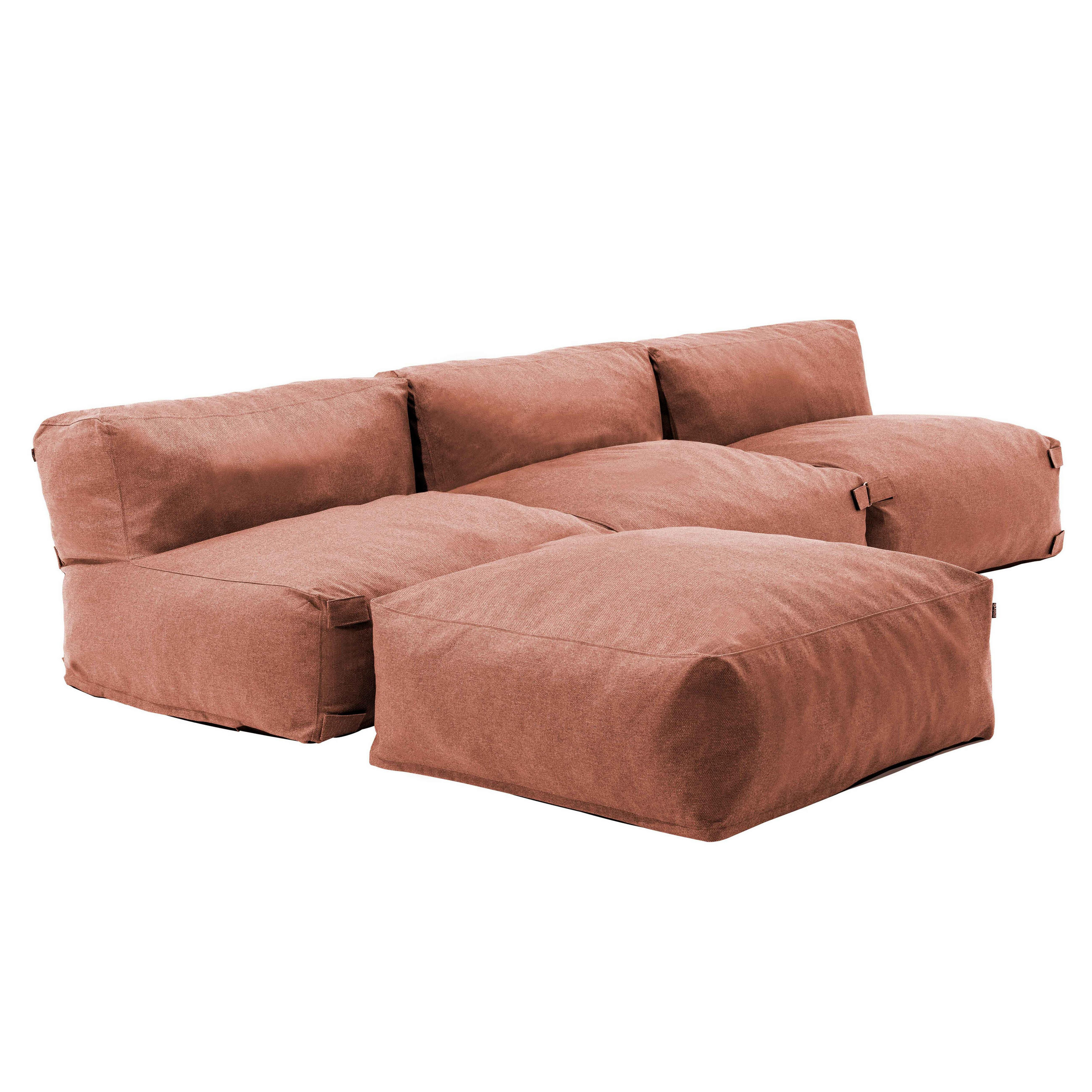 GARTENSOFA mit 4 Sitzplätzen, Terrakotta - Pink, Textil - Oviala