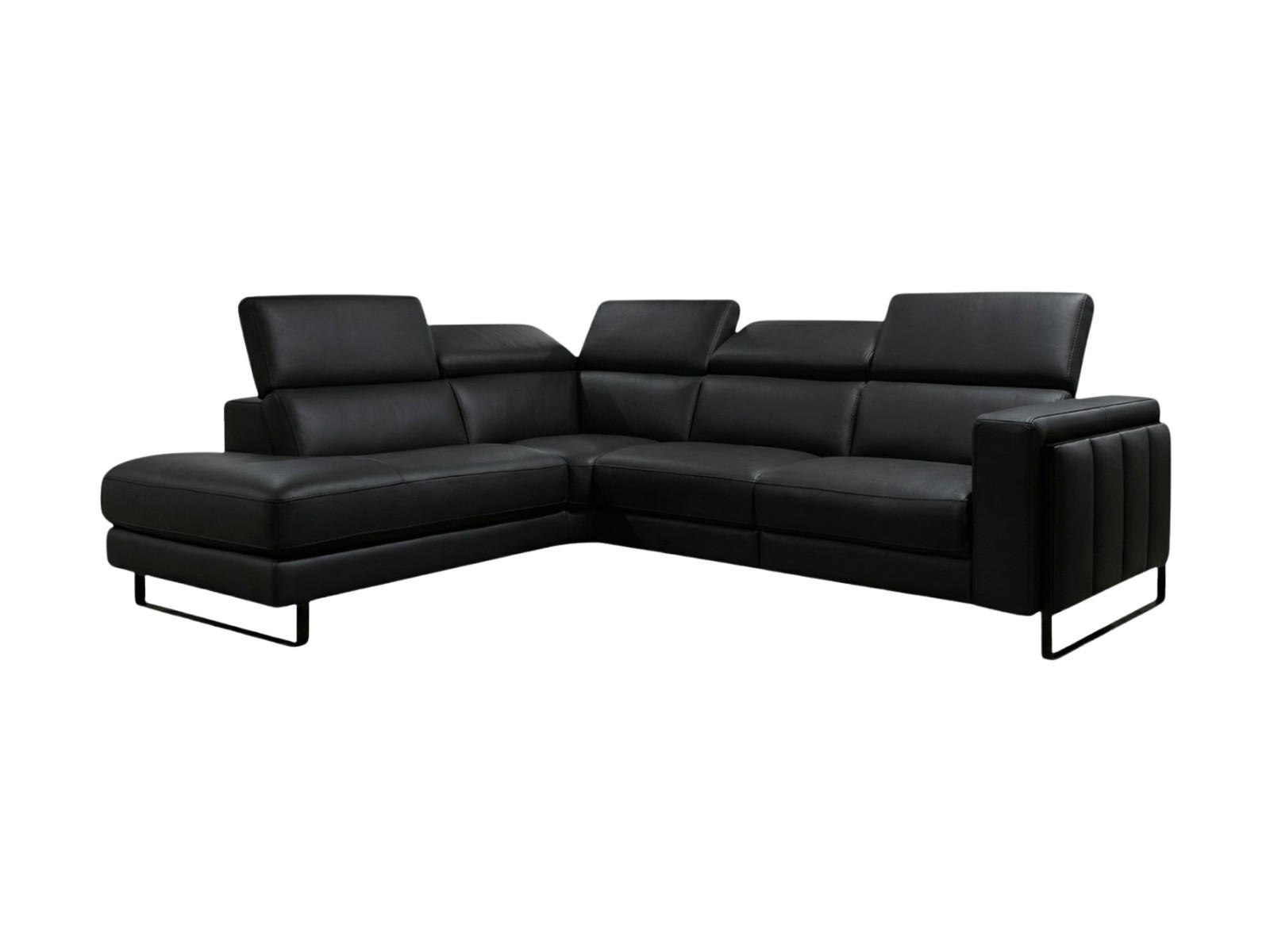 ECKSOFA Marchesi Echtleder Schwarz - Schwarz, Leder/Metall (220/80/257cm)