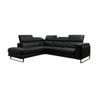 ECKSOFA Marchesi Echtleder Schwarz - Schwarz, Leder/Metall (220/80/257cm)