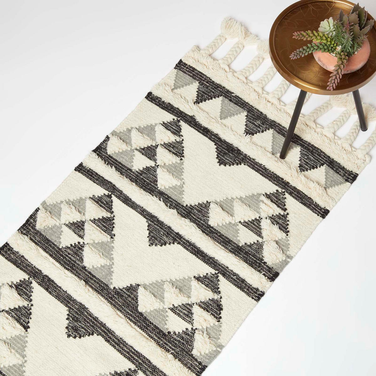 KELIM-TEPPICHLÄUFER Kota 66/200 cm - Schwarz, Textil (66/200cm) - Homescapes