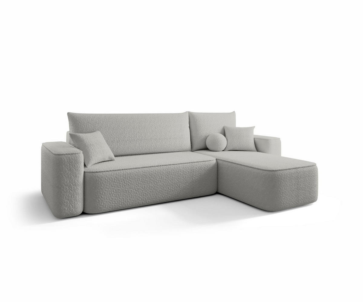 ECKSOFA TEXAS rechts grau Bukle Quelle 83 - Schlaffunktion, Bettkasten - Grau, Textil (250/149cm) - Cornero