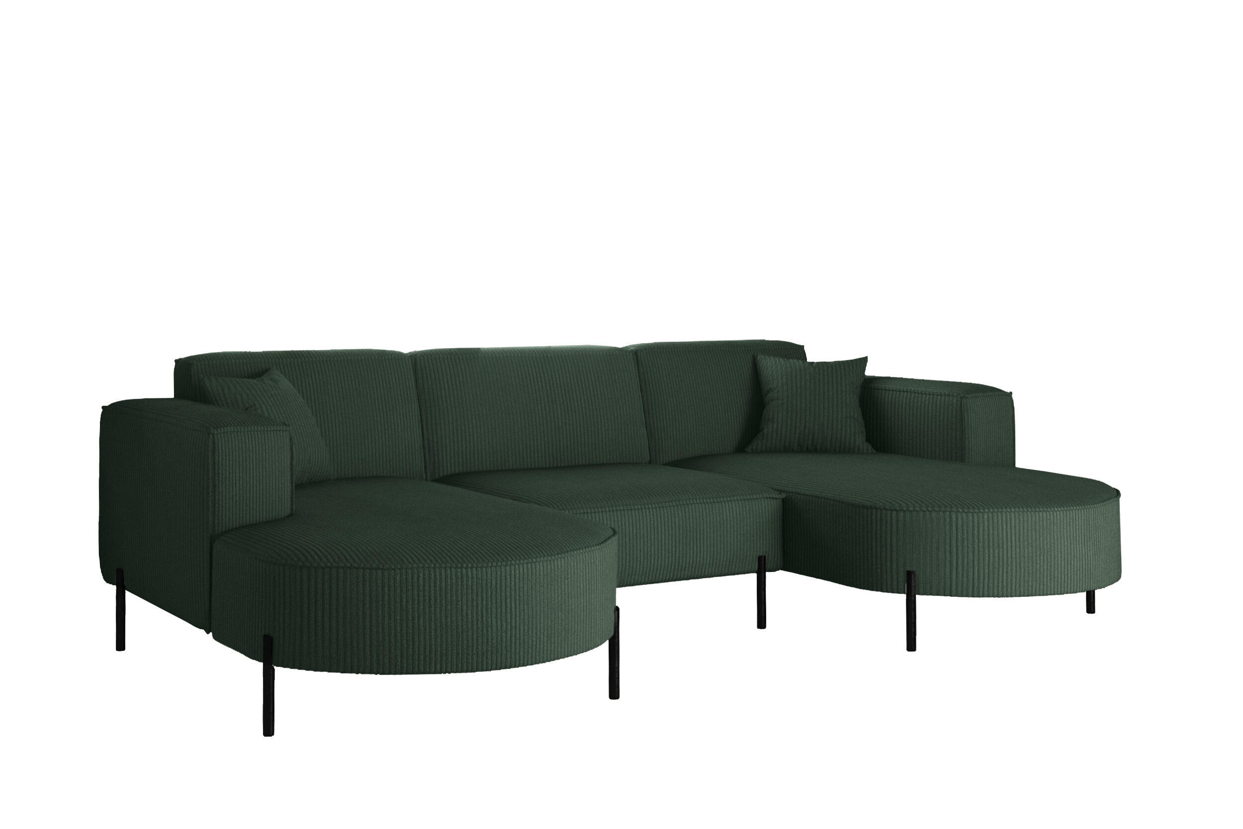 ECKSOFA Designer Modena U Rein stoff Poso Grün - Grün, Holz (165/299cm) - Kaiser Möbel