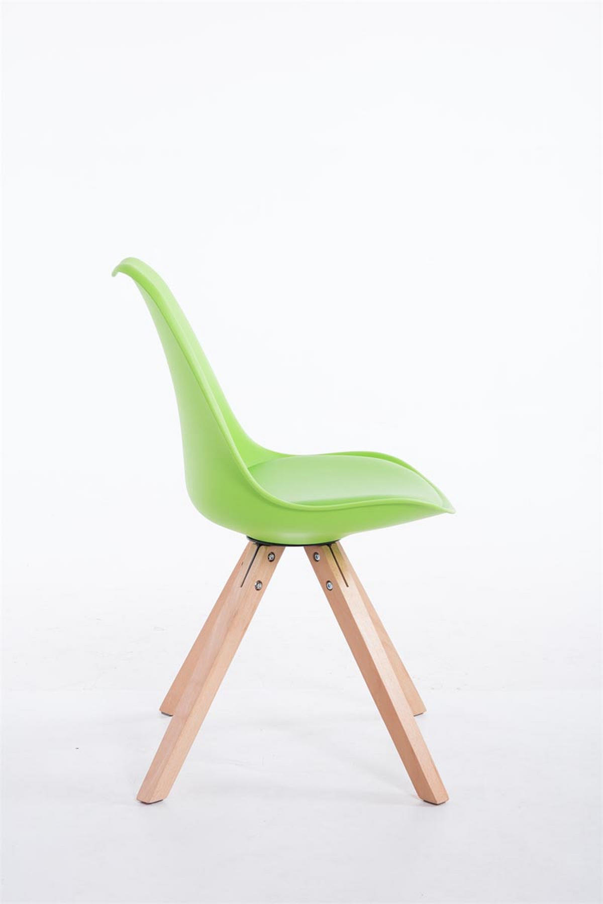 STUHL Lederlook grün - Eukalyptusholzfarben/Grün, Holz/Textil (47.5/83/55.5cm) - CLP