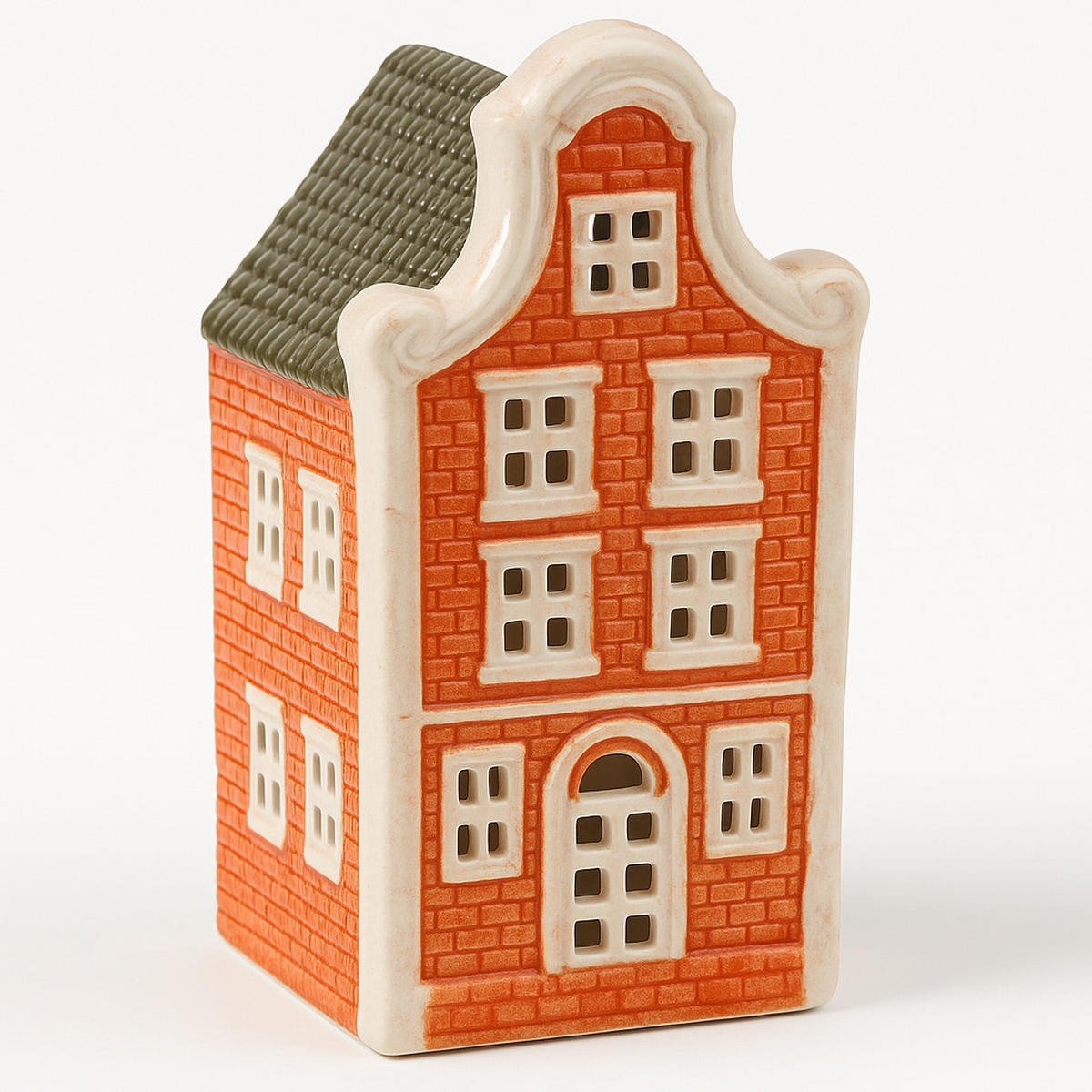 TEELICHTHALTER Hytte Orange 8,5x7,5x16,3 cm Keramik - Orange, Keramik (8.5/16.3cm) - Mondex