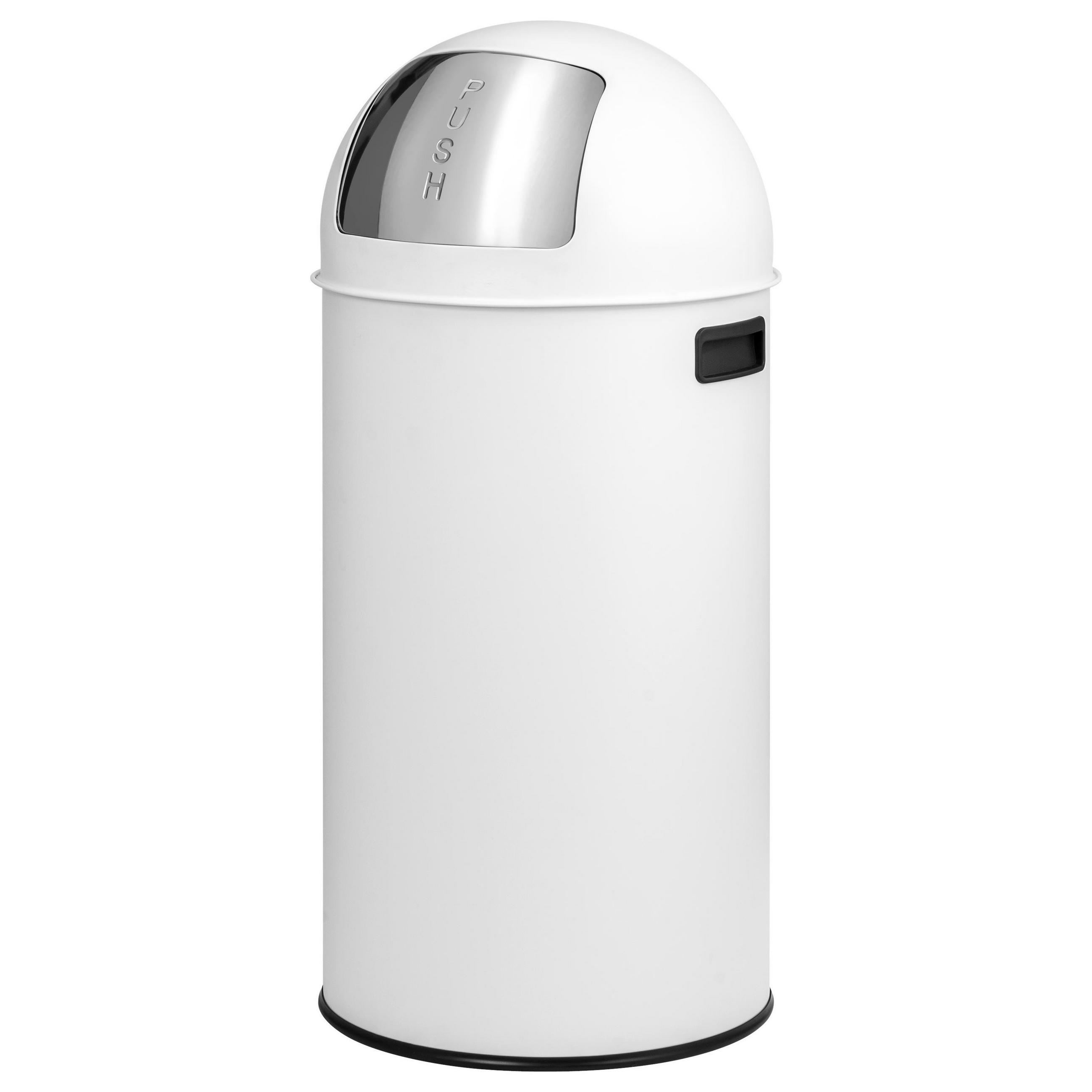 ABFALLEIMER Push-Deckel 35 L, weiß - Weiß, Metall (30.5/66.5/30.5cm) - eluno