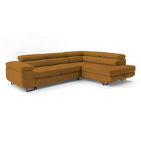 ECKSOFA Velmo mit Bettkasten und Schlaffunktion, verstellbaren Kopfstützen, in L-Form - Goldfarben, Textil (275/203cm)