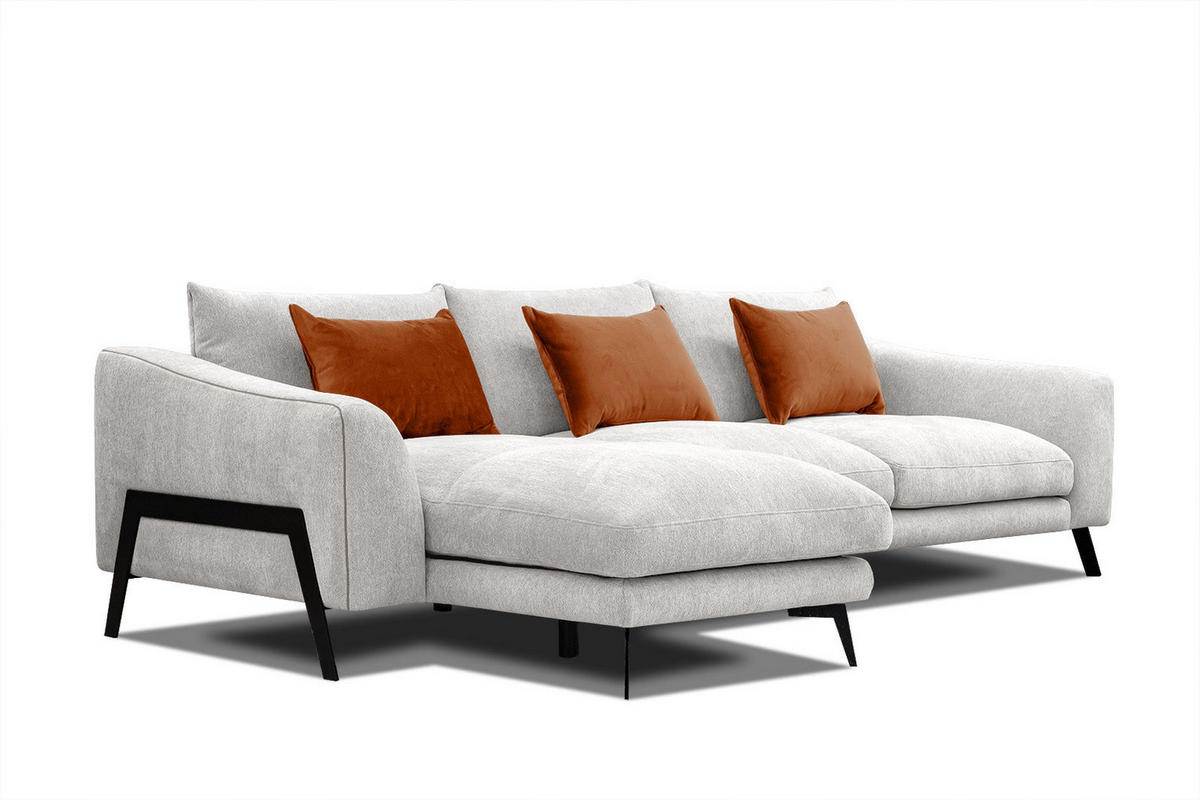 ECKSOFA WINTER 4-Sitzer, weiß - Schwarz/Weiß, Holzwerkstoff/Textil (158/269cm) - Courtois Laville