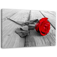 WANDBILD Rote Rose - Rot, Textil (60/40cm) - Feeby
