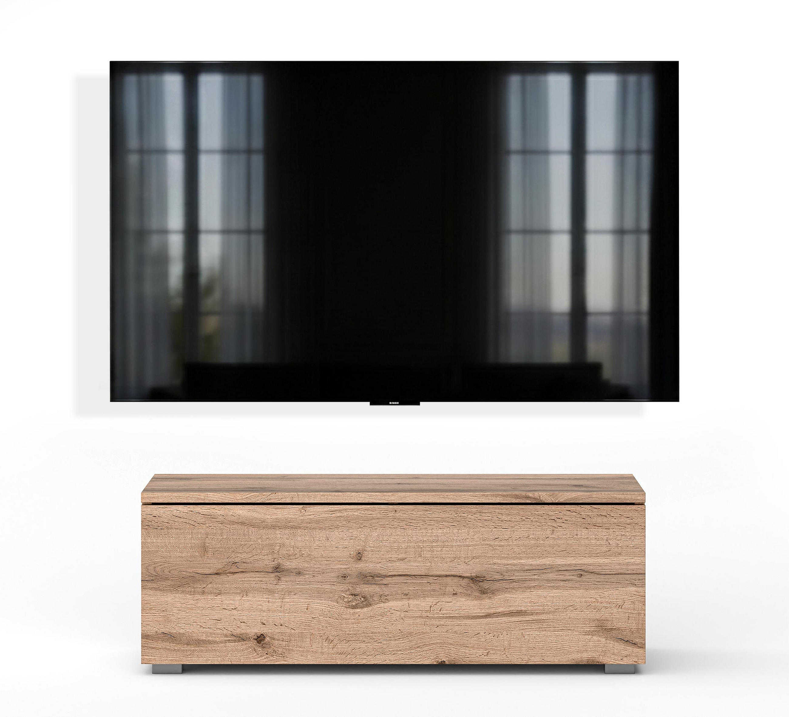 LOWBOARD Barvo 100 Eiche Wotan 100/36,5/32 cm – hängend oder stehend - Braun, Holzwerkstoff/Kunststoff (100/36.5/32cm) - AX Living