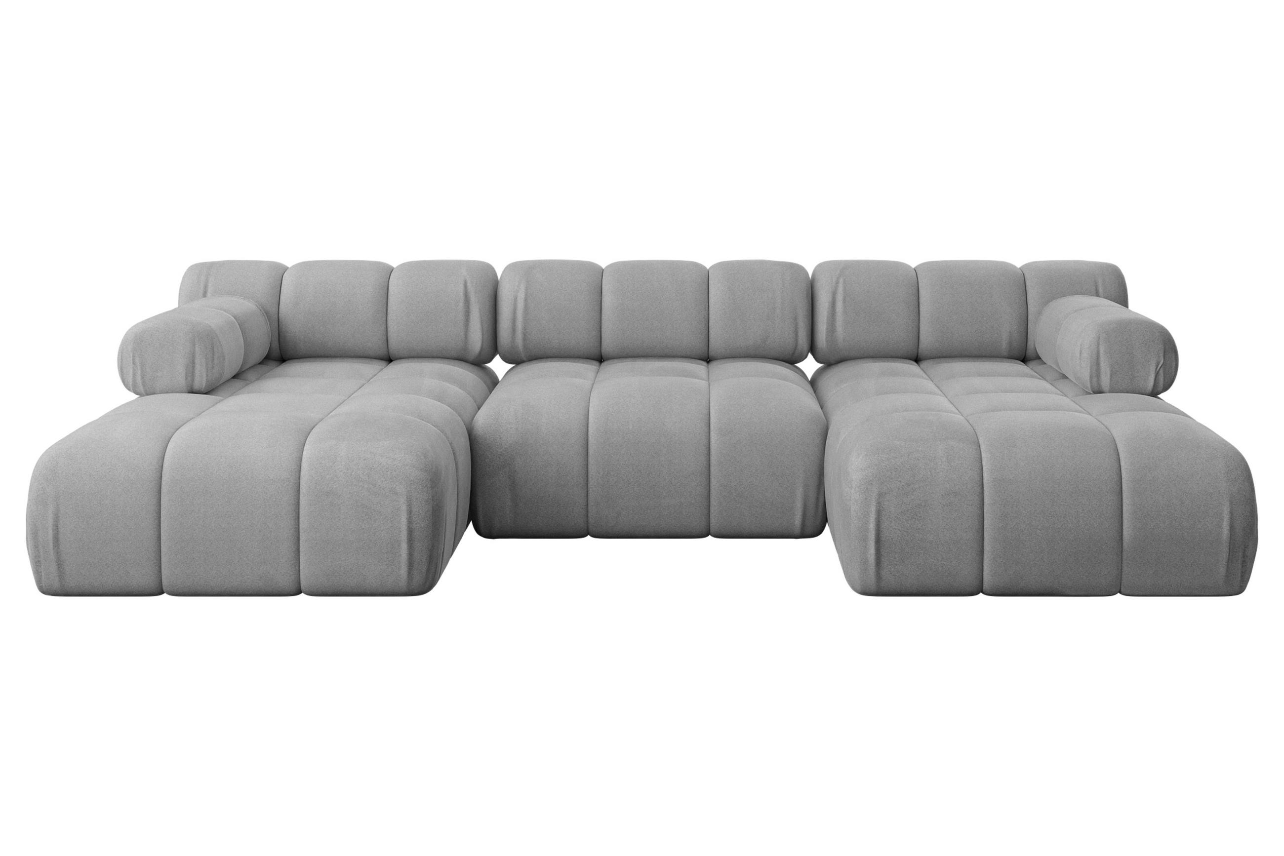 WOHNLANDSCHAFT modulares Sofa Tesso-U1 - 285x160x70 cm Hellgrau Velours - Hellgrau, Holzwerkstoff/Textil (285/70/160cm) - ALTDECOR