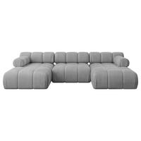 WOHNLANDSCHAFT modulares Sofa Tesso-U1 - 285x160x70 cm Hellgrau Velours - Hellgrau, Holzwerkstoff/Textil (285/70/160cm) - ALTDECOR