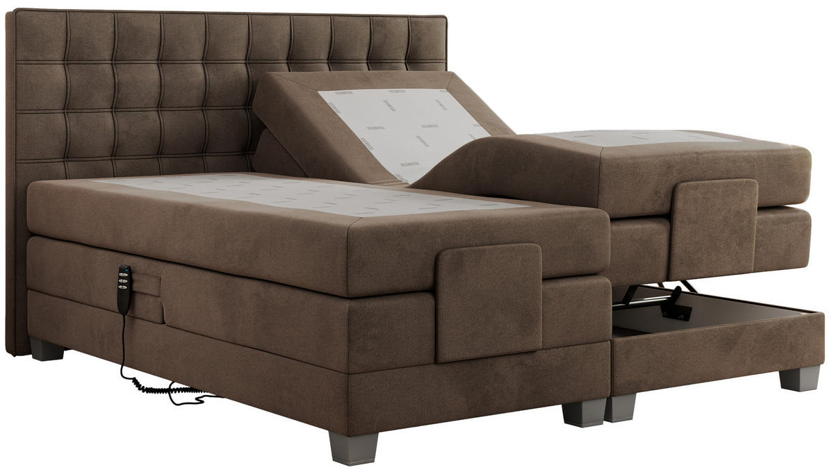 BOXBETT ELEKTRO 180/200 Braun Velvet - H3 - Braun, Holz/Textil (180/200cm) - MKS