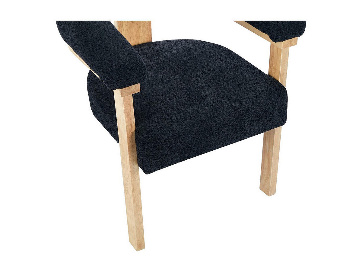 STUHL mit Armlehnen - Bouclé-Stoff & Kautschukholz - Schwarz & Holzfarben - LIVELIA - Schwarz, Textil (60/78/64cm) - Pascal Morabito