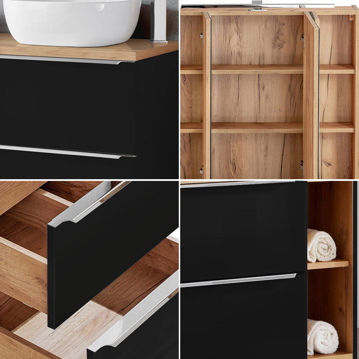 BADMÖBEL-SET 2-TLG. Toskana-56 - Anthrazit, Holzwerkstoff (140/190/46cm) - Lomado