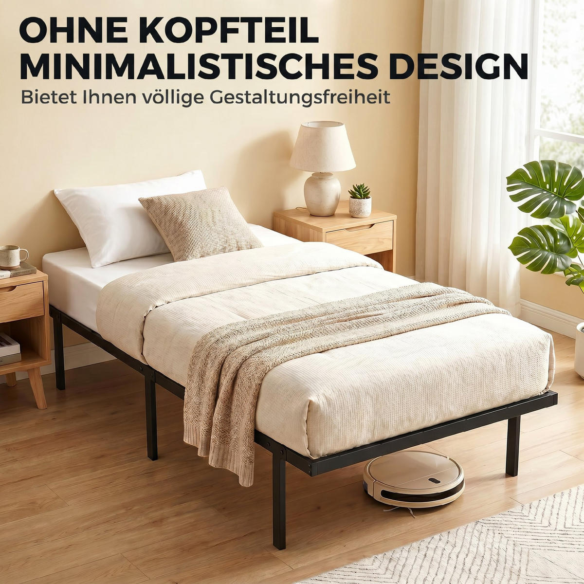 BETTGESTELL Metall Schwarz - Schwarz, Metall (90/200cm) - HOMCOM