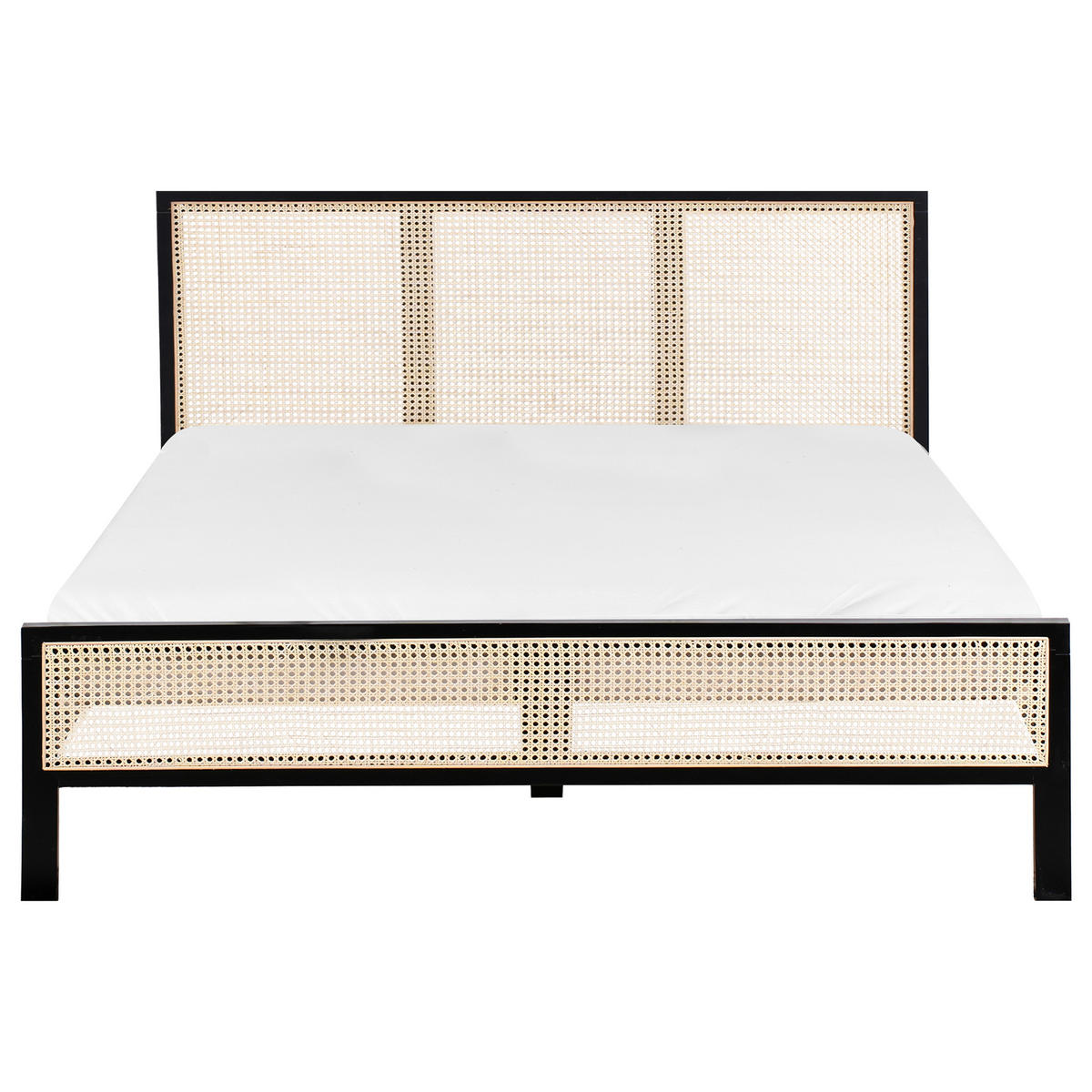 BETT mit Lattenrost 160/200 cm Hellbraun Salernas - Hellbraun/Schwarz, Holz (160/200cm) - Beliani