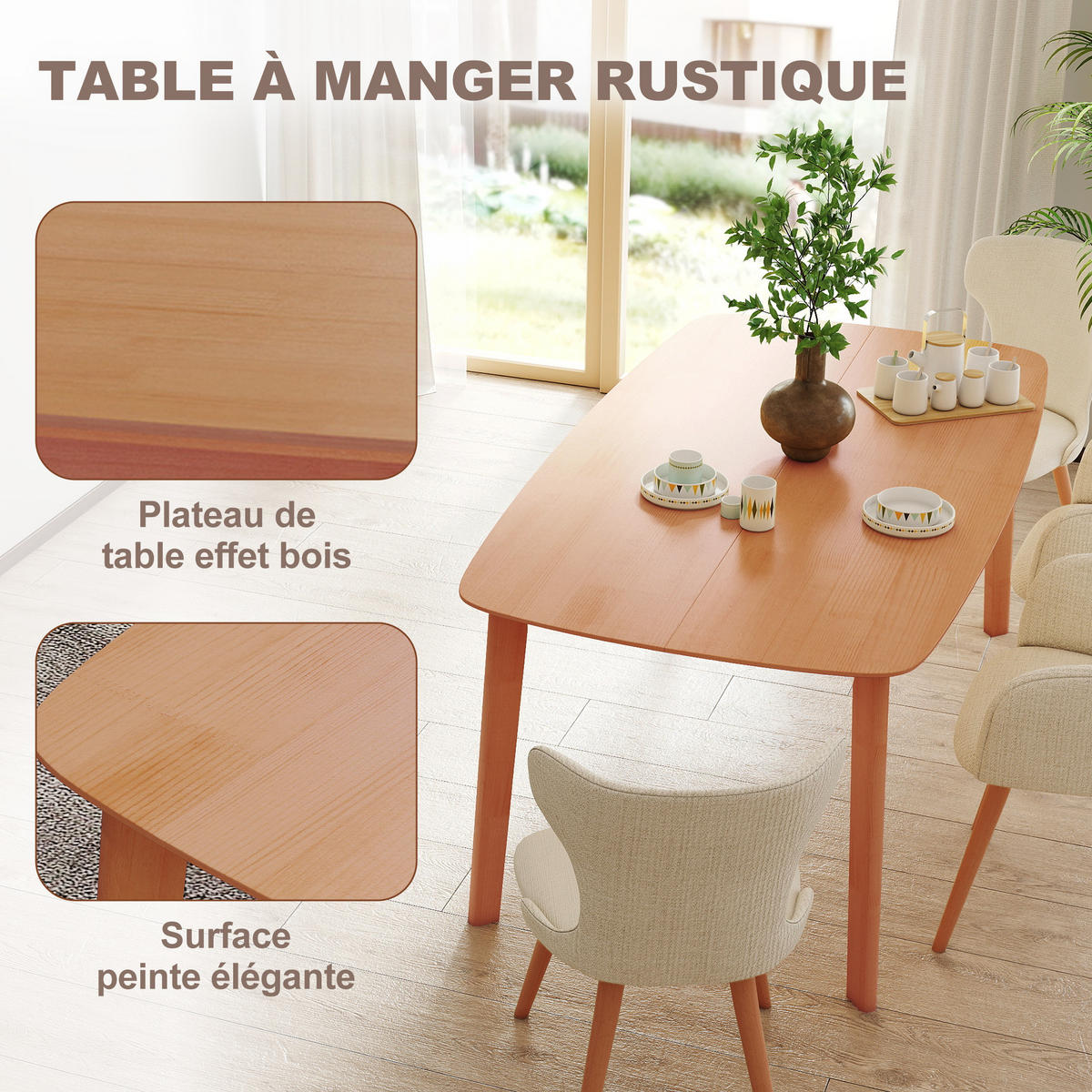 ESSTISCH Naturfarben Massivholzgestell 150/80/76 cm - Naturfarben, Holz (80/150/76cm) - PANGIVO