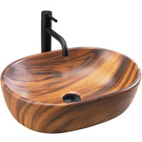 AUFSATZWASCHBECKEN Rea Amelia Wood Matt - Braun, Keramik (34.5/13.5/48cm) - REA