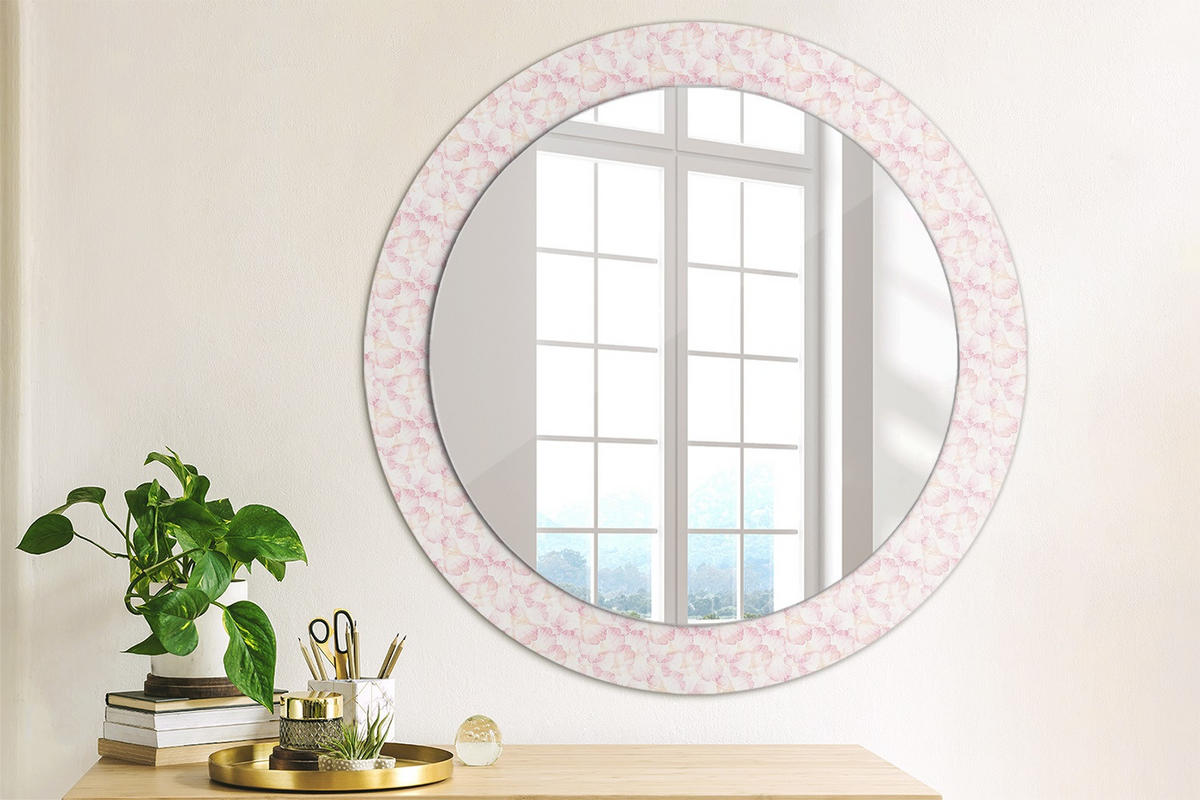 SPIEGEL Rund Ø 70 cm mit Aufdruck - Pink, Glas (70/70/0.4cm) - Wallfluent